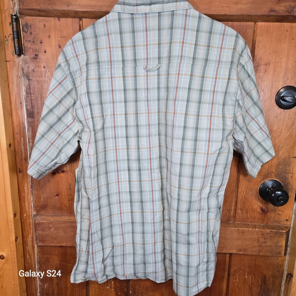 Excurzion Mens Large Short Sleeve Plaid Hiking Shirt UPF 50+ Grey Orange New - Picture 4 of 6